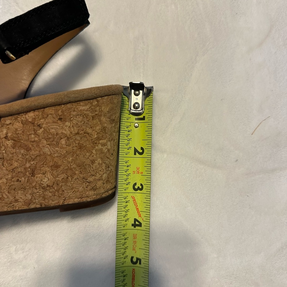 Clarks Black Wedge Sandals with Cork Sole - Picture 4 of 5